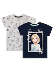 Character Grey Disney Frozen 2 Multipack Short Sleeve 100% Cotton T-Shirt - Image 1 of 3