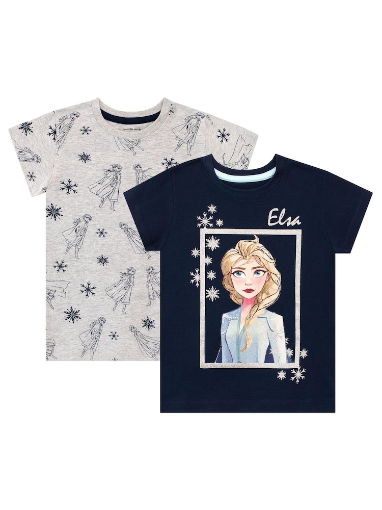 Character Grey Disney Frozen 2 Multipack Short Sleeve 100% Cotton T-Shirt - Image 1 of 3