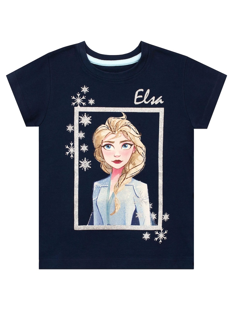 Character Grey Disney Frozen 2 Multipack Short Sleeve 100% Cotton T-Shirt - Image 2 of 3