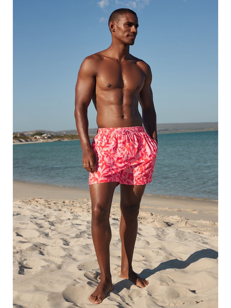 Pink Abstract Floral Printed Swim Shorts - Image 2 of 10