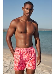 Pink Abstract Floral Printed Swim Shorts - Image 5 of 10