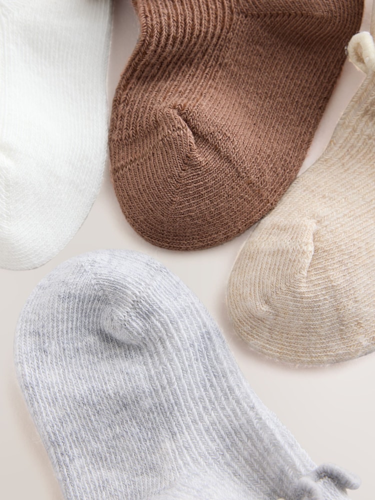 Neutral Turn Over Frill Baby Socks 4 Pack - Image 3 of 3