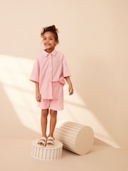 Pink Oversized Textured Shirt And Shorts Set (3-16yrs) (3-16yrs) - Image 2 of 8