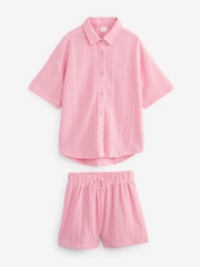 Pink Oversized Textured Shirt And Shorts Set (3-16yrs) (3-16yrs) - Image 6 of 8