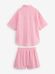 Pink Oversized Textured Shirt And Shorts Set (3-16yrs) (3-16yrs) - Image 7 of 8