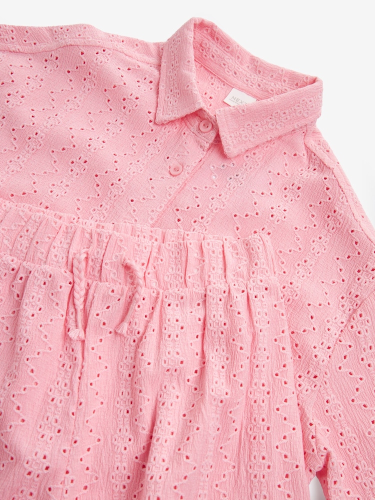 Pink Oversized Textured Shirt And Shorts Set (3-16yrs) (3-16yrs) - Image 8 of 8
