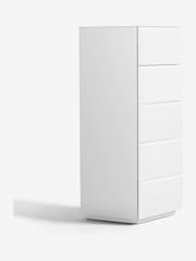 White Sloane Glass 5 Drawer Tall Collection Luxe Chest of Drawers - Image 4 of 4