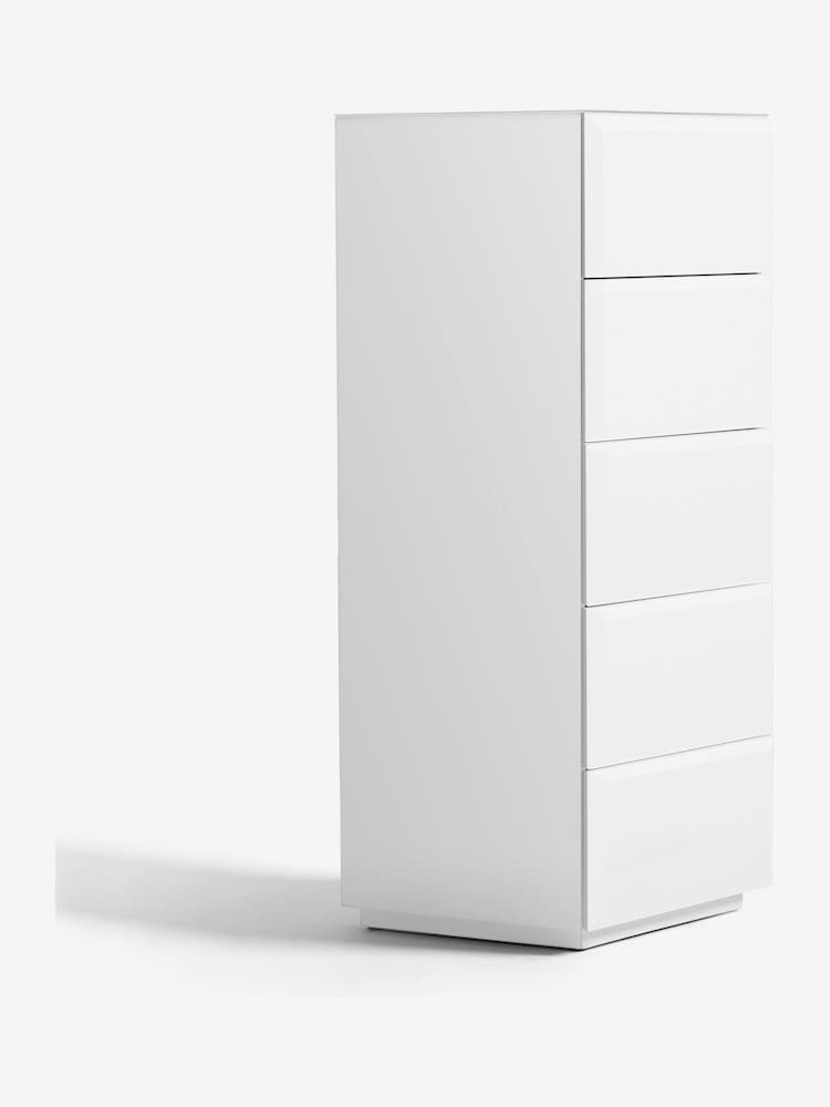 White Sloane Glass 5 Drawer Tall Collection Luxe Chest of Drawers - Image 4 of 4