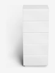 White Sloane Glass 5 Drawer Tall Collection Luxe Chest of Drawers - Image 6 of 7