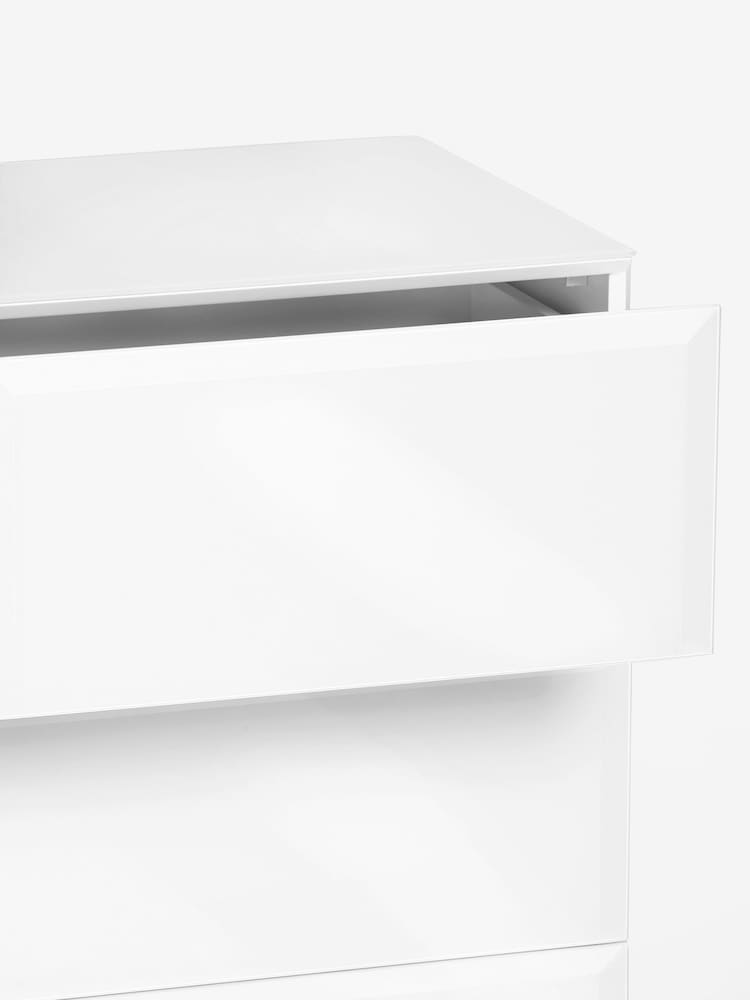White Sloane Glass 5 Drawer Tall Collection Luxe Chest of Drawers - Image 8 of 8