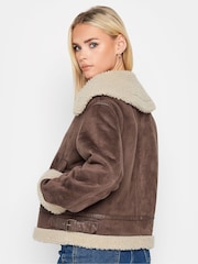 PixieGirl Petite Brown Aviator Jacket - Image 3 of 5