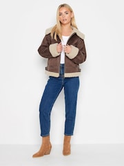 PixieGirl Petite Brown Aviator Jacket - Image 4 of 5