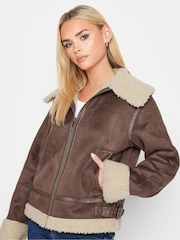 PixieGirl Petite Brown Aviator Jacket - Image 5 of 5