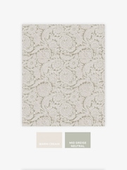 Cream Floral Woodblock Wallpaper 10M - Image 5 of 5