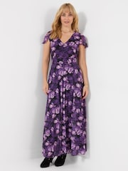 Joe Browns Purple Petite Fabulous Floral Mesh Maxi Dress - Image 1 of 5