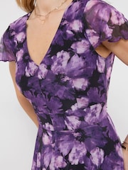 Joe Browns Purple Petite Fabulous Floral Mesh Maxi Dress - Image 4 of 5