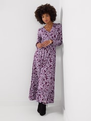 Joe Browns Purple Petite Thea Long Sleeve Jersey Maxi Dress - Image 1 of 5