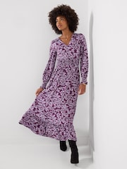 Joe Browns Purple Petite Thea Long Sleeve Jersey Maxi Dress - Image 3 of 5