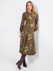 Joe Browns Green Petite Vintage Florals Long Sleeve Jersey Maxi Dress - Image 1 of 5