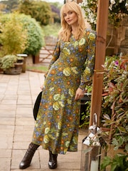 Joe Browns Green Petite Vintage Florals Long Sleeve Jersey Maxi Dress - Image 2 of 5