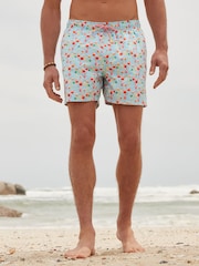 Light Blue Mini Cocktail Regular Fit Printed Swim Shorts - Image 4 of 12