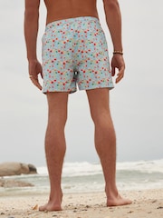 Light Blue Mini Cocktail Regular Fit Printed Swim Shorts - Image 5 of 12