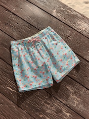 Light Blue Mini Cocktail Regular Fit Printed Swim Shorts - Image 7 of 12