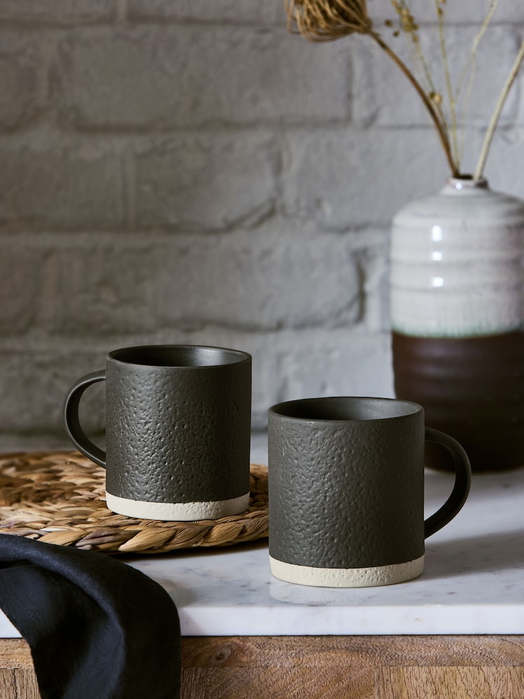French Connection Set of 2 Black Zinc Mugs - Image 1 of 3