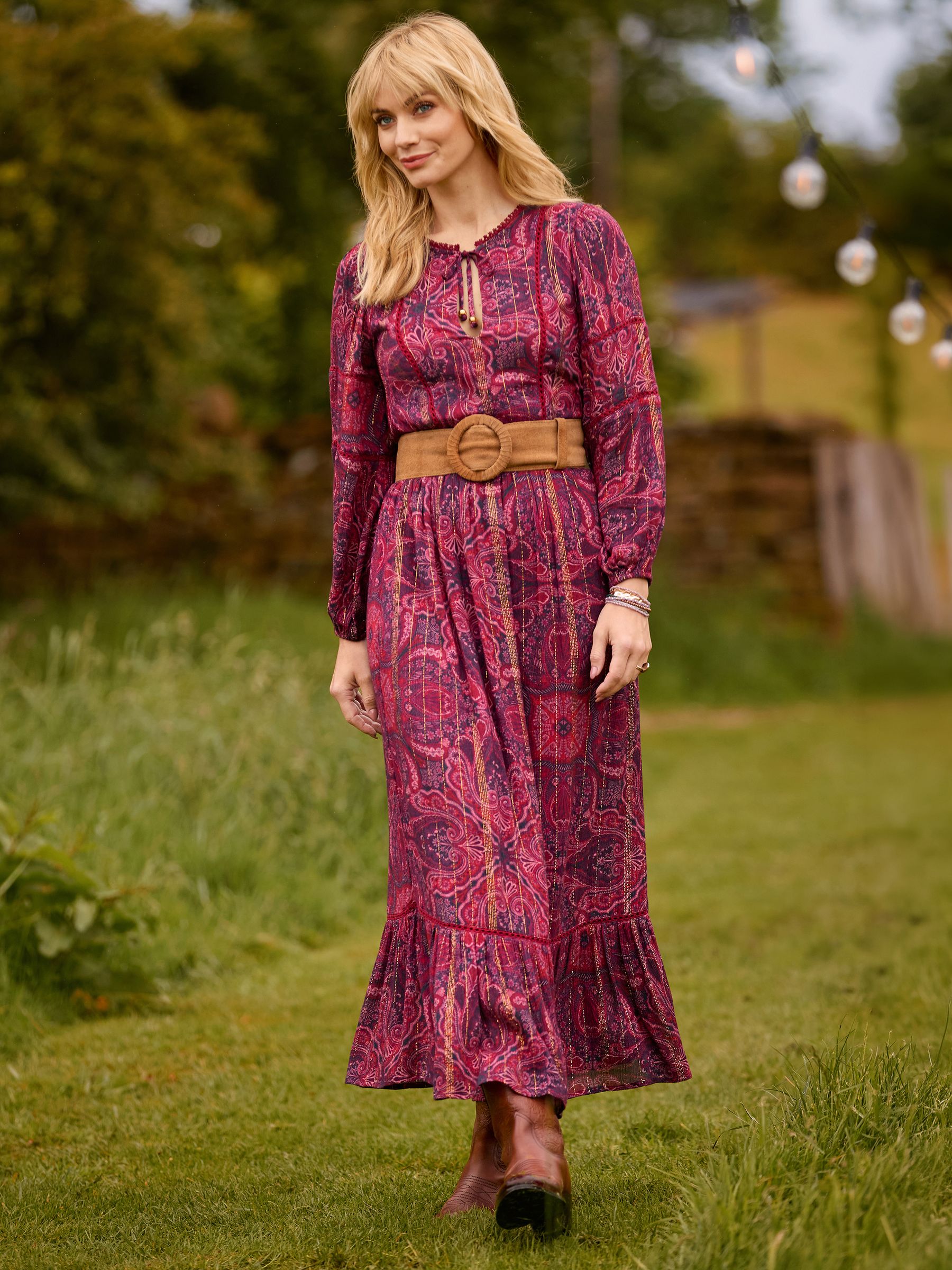 Petite Beautifully Boho Long Sleeve Maxi Dress Size 18 Purple Women's - Image 2