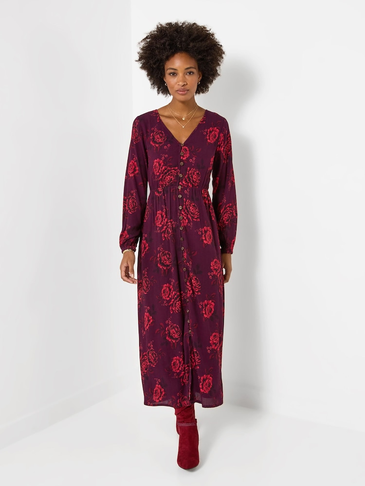 Joe Browns Red Petite Radiant Roses Button Through Maxi Dress - Image 1 of 6 Joe Browns Red Petite Radiant Roses Button Through Maxi Dress - Image 1 of 6