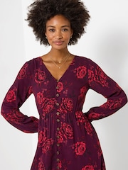 Joe Browns Red Petite Radiant Roses Button Through Maxi Dress - Image 5 of 6