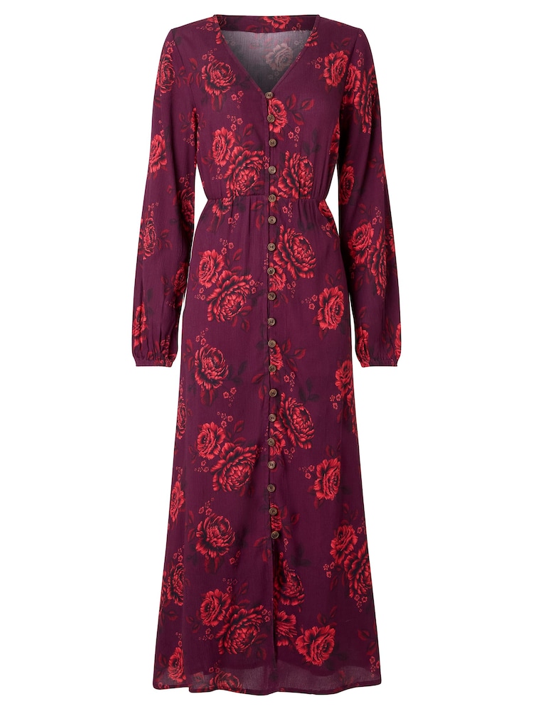 Joe Browns Red Petite Radiant Roses Button Through Maxi Dress - Image 6 of 6 Joe Browns Red Petite Radiant Roses Button Through Maxi Dress - Image 6 of 6