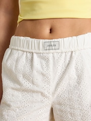 Joules Amara White Broderie Pull On Short - Image 3 of 6