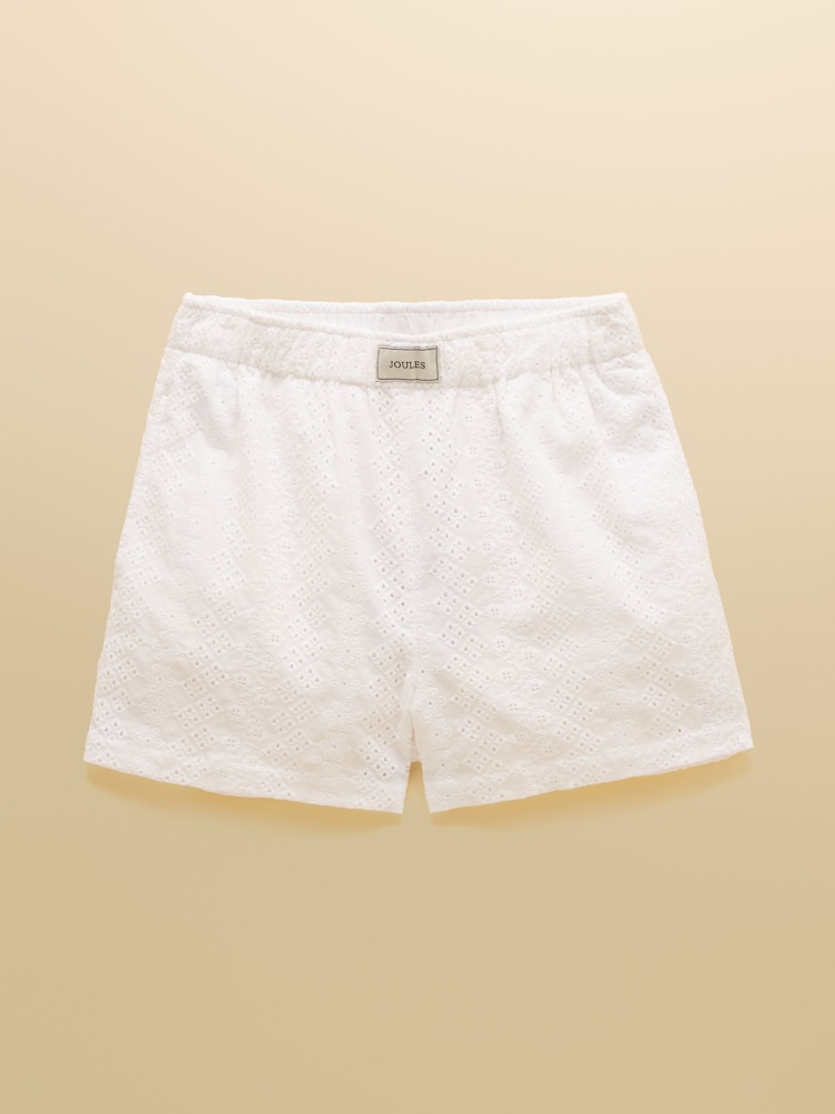 Joules Amara White Broderie Pull On Short - Image 6 of 6