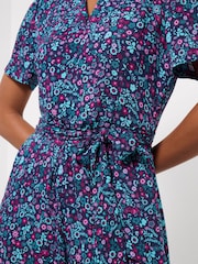 Joe Browns Blue Petite Molly Short Sleeve Zip Front Jumpsuit - Image 4 of 5