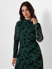 Joe Browns Green Petite Hazel Twist Front Flocked Maxi Dress - Image 7 of 9
