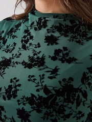 Joe Browns Green Petite Hazel Twist Front Flocked Maxi Dress - Image 8 of 9