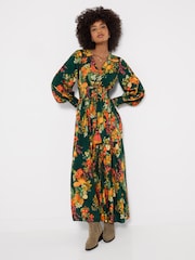 Joe Browns Green Petite Selena Fruity Long Sleeve Maxi Dress - Image 1 of 5