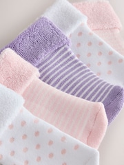 Pink and White Roll Top Towelling Baby Socks 5 Pack - Image 2 of 3