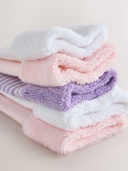 Pink and White Roll Top Towelling Baby Socks 5 Pack - Image 3 of 3