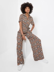Joe Browns Black Petite Josie Short Sleeve Zip Front Jumpsuit - Image 1 of 5