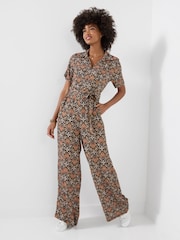Joe Browns Black Petite Josie Short Sleeve Zip Front Jumpsuit - Image 3 of 5