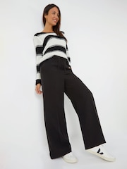 Roman Black Wide Leg Tie Front Trousers - Image 4 of 5