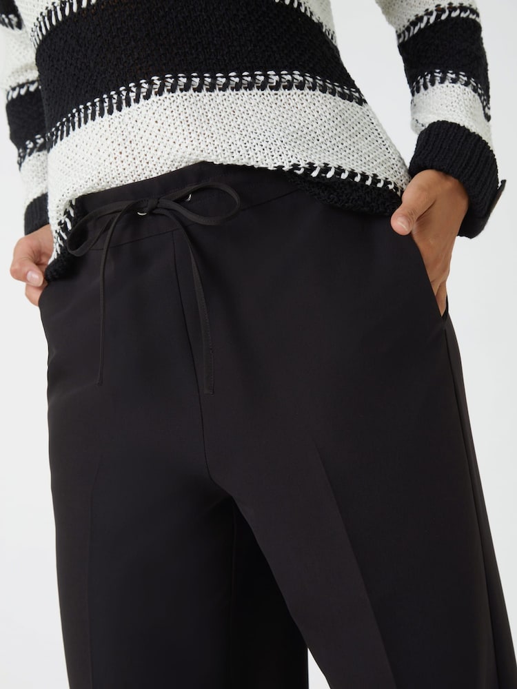 Roman Black Wide Leg Tie Front Trousers - Image 5 of 5