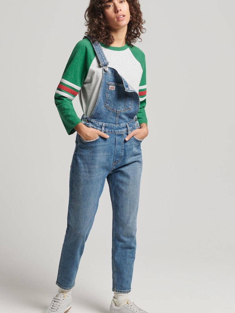Superdry Blue Slim Taper Dungarees - Image 1 of 10