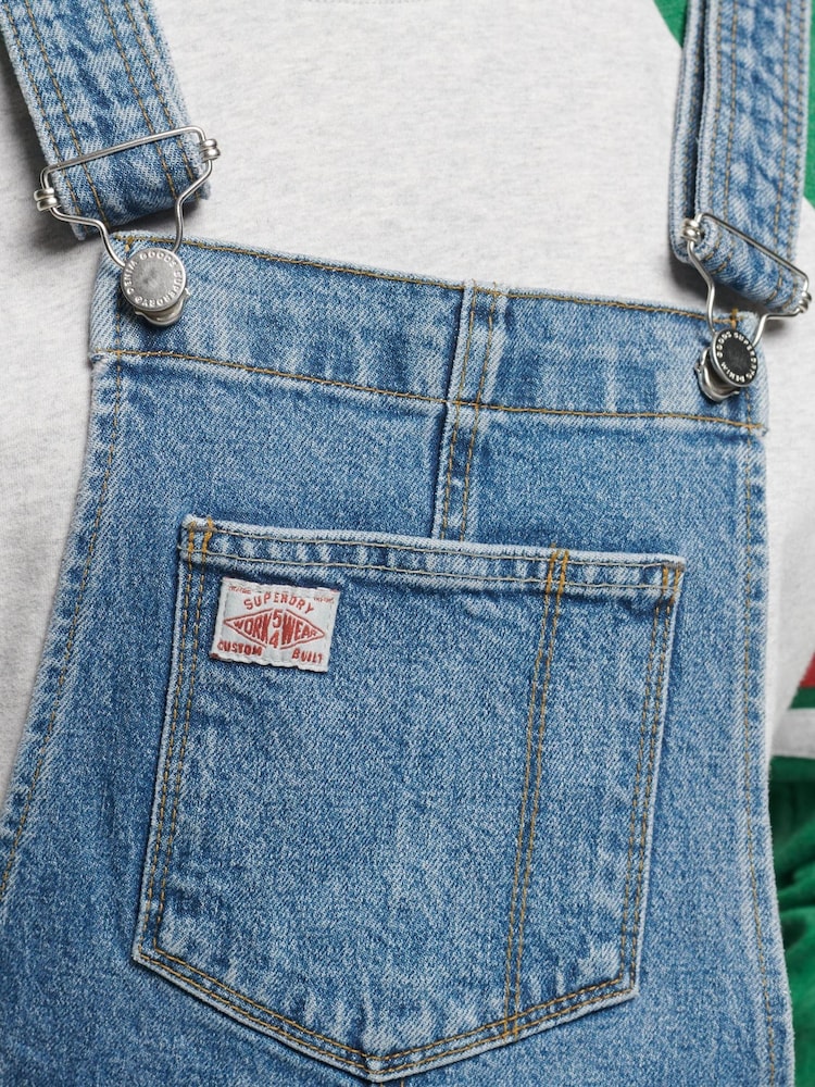 Superdry Blue Slim Taper Dungarees - Image 10 of 10