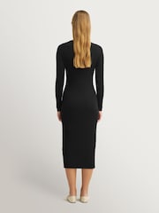 Weekend MaxMara Black Tuono Long Sleeve Midi Dress - Image 3 of 9