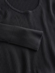 Weekend MaxMara Black Tuono Long Sleeve Midi Dress - Image 7 of 9