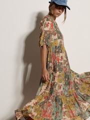 Apricot Green Early Bloom Patchwork Midi Dress - Image 3 of 5