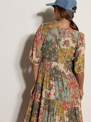 Apricot Green Early Bloom Patchwork Midi Dress - Image 4 of 5